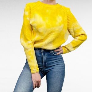VINTAGE | 1980’s Chaus Sport Yellow Tie Dye Upcycled Crew Neck Pullover Sweater